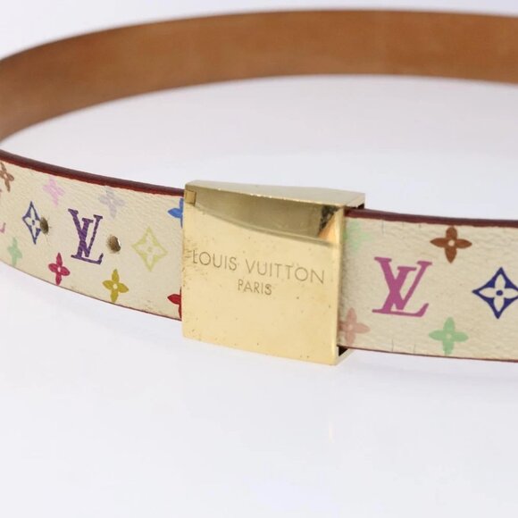 LOUIS VUITTON Monogram Multicolor Ceinture Belt White LV Auth 136549 - Picture 5 of 14